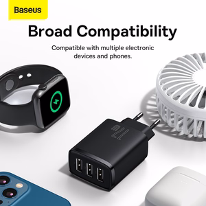 Baseus Compact Quick Charger, 3x USB, 17W (Must)