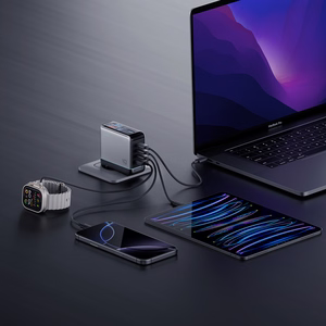 Cuktech AD1204U 120W Wall Charger with Display and USB-C Cable - Silver