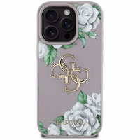Guess Grained Roses Big 4G Logo iPhone 16 Pro Max Ümbris - Lilla