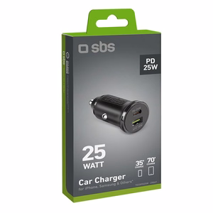SBS TECRPD25W Car Laadija 25W USB-A USB-C koos Power Delivery - must