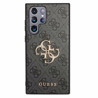 Guess GUHCS22L4GMGGR S908 S22 Ultra sari/halli värvi kõvakott 4G Big Metal Logo
