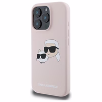 Karl Lagerfeld Silicone Nauble Heads Print MagSafe Ümbris jaoks iPhone 16 Pro Max - Roosa