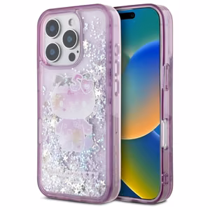 Hello Kitty Liquid Glitter 50TH Anniversary Party iPhone 16 Pro Max Ümbris - Lilla