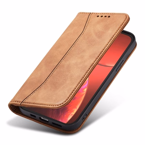Magnet Fancy Case чехол для iPhone 13 Pro Max чехол-кошелёк с держателем для карт коричневый