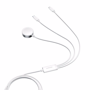 Магнитный зарядный кабель Joyroom S-IW008 3в1 USB-A - Lightning/USB-C 1.2м (белый)