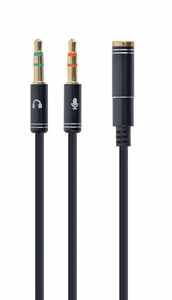 Gembird heliarter stereo 3.5mm mini Jack/4PIN/ helikaabel 0.2 m 2 x 3.5mm must