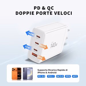 Tech-Protect NC140W-GAN 4-portiline 140W seinalaadija - valge