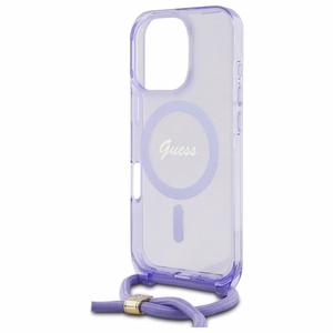 Guess Crossbody Cord Script MagSafe Ümbris jaoks iPhone 16 Pro Max - lilla