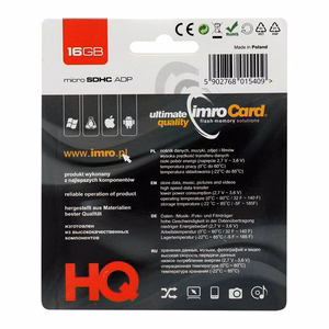 Imro memory card 16GB microSDHC cl. 6 + adapter