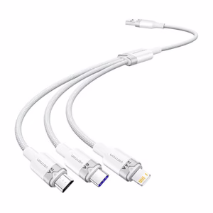 USB 2.0 A to 3-in-1 6A kaabel Vention CTRWG 1.5M (valge)