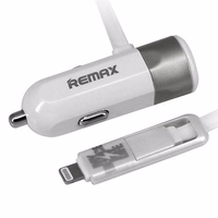 REMAX Car Laadija RCC-102 - USB - 3,4A with 2 in 1 kaabel Micro USB, Lightning hõbedane