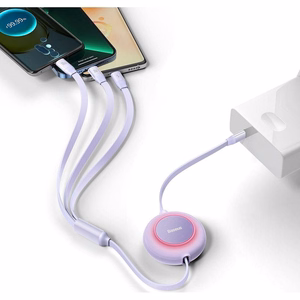 BASEUS kaabel 3in1 Type C to Micro USB / Lightning / Type C PD QC4.0 3,5A 100W CAMJ010205 1,1 m lilla