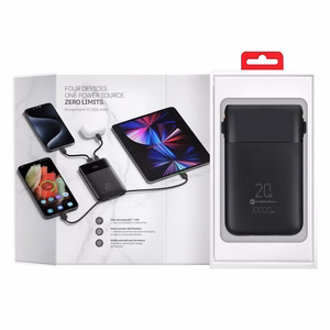 FORCELL F-ENERGY F10K6 Multicharge akupank sisseehitatud USB-C- ja Lightning-kaablitega, PD, QC3.0, 3 A, 22,5 W, 10000 mAh, must