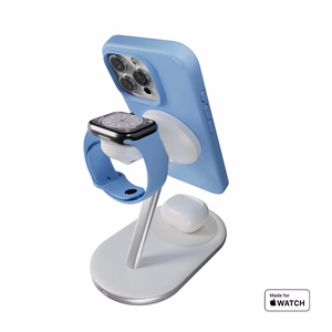 Puro Mag Station Qi2 3-in-1 Wireless Laadija Compatible koos MagSafe - valge