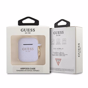 Guess GUA2SGGEU AirPodsi lilla/lilla silikoonist glitterkate