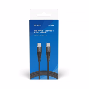 Savio CL-160 USB kaabel 2 m USB 2.0 USB C - USB C Must