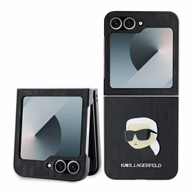 Karl Lagerfeld Saffiano Monogram Ümbris jaoks Samsung Galaxy Z Flip 6 - Must