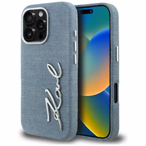 Karl Lagerfeld FW Jeans Signature Logo чехол iPhone 16 Pro Max - синий