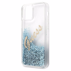 Guess GUHCP12LGLVSBL iPhone 12 Pro Max 6.7" sinine/sinine kõvakott Glitter Vintage Script