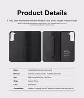 Ringke Folio Signature Flip Leather ümbris Samsung Galaxy S22 + (S22 Plus) must (FSS118R262)