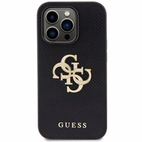 Guess Leather Perforated 4G Glitter Logo Ümbris jaoks iPhone 15 Pro - must