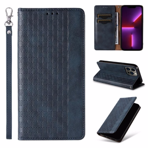 Magnet Strap Ümbris jaoks Samsung Galaxy S23+ Flip Wallet Mini Lanyard Stand sinine