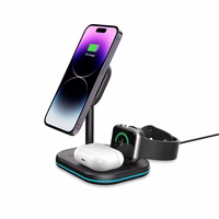 Tech-Protect QI15W-A27 3-in-1 Induktiivne Laadija koos MagSafe Alus jaoks Smartphone / Apple Watch / AirPods - must