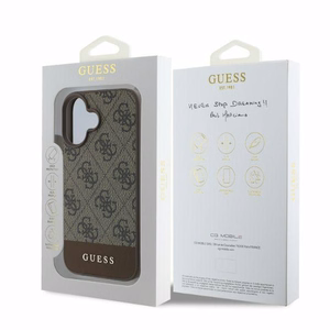 Guess 4G Bottom Stripe iPhone 16 Ümbris - Brown