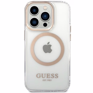 Guess Metal Outline Magsafe iPhone 15 Pro Max Ümbris - kuldne