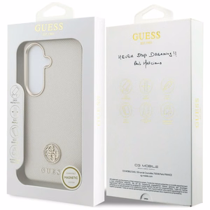 Guess ümbris Rhinestone Round Logo MagSafe Samsung Galaxy S26 beež