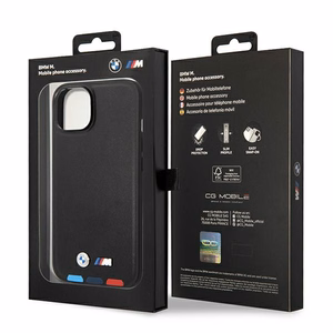 Case BMW BMHCP14M22PTDK iPhone 14 Plus 6.7 "black / black Leather Stamp Tricolor