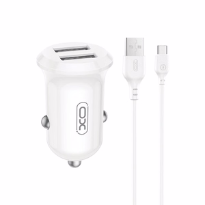 XO autolaadija CC67 12W 2x USB, must + USB - USB-C-kaabel