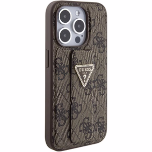 Guess Grip Stand 4G Triangle Strass ümbris jaoks iPhone 15 Pro - brown