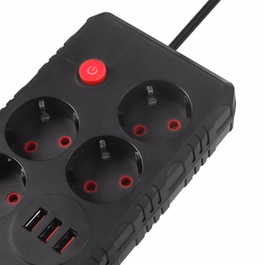 Maclean power strip, 4-socket extension cable + 3xUSB, 110-240V AC 50/60Hz, 2.1A max 2500W, 1.5m, black, MCE392 B