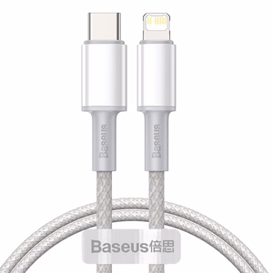 USB cable Baseus High Density Braided PD20W Type-C to Lightning 1.0m valge CATLGD-02
