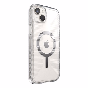 Speck GemShell Grip MagSafe ümbris seadmele iPhone 15 Plus / 14 Plus, läbipaistev kroomivärvi detailidega