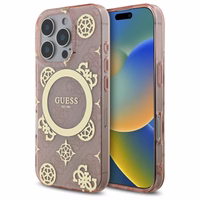 Guess IML Peony jaoks 4G Background MagSafe Ümbris jaoks iPhone 16 Pro - roosa