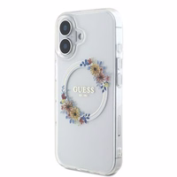 Guess IML Flowers Wreath MagSafe iPhone 16 Plus Ümbris - Clear