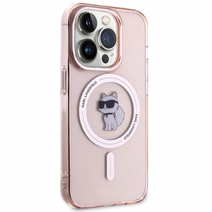 Karl Lagerfeld IML Choupette MagSafe ümbris jaoks iPhone 15 Pro - roosa