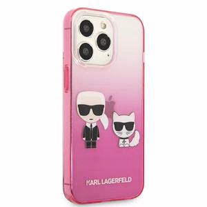 Чехол Karl Lagerfeld для iPhone 13 Pro KLHCP13LTGKCP (K Choupette Centered) градиент розовый