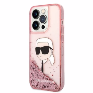 Karl Lagerfeld Glitter Karl's Head ümbris jaoks iPhone 14 Pro Max - roosa