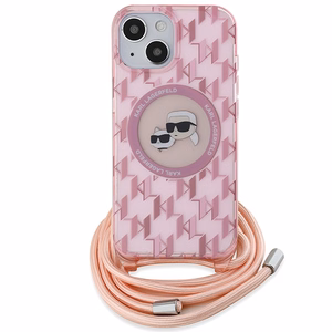 Karl Lagerfeld IML Crossbody Monogram Karl & Choupette Head MagSafe ümbris jaoks iPhone 15 / 14 / 13 - roosa