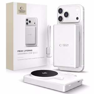 Tech-Protect PB40 LifeMag MagSafe 10000mAh 25W Qi2.2 akupank, valge ja hõbedane