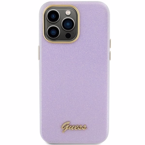 Guess Glitter Glossy Script ümbris jaoks iPhone 15 Pro - lilac