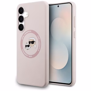 Karl Lagerfeld Silicone Karl & Choupette Heads MagSafe Ümbris jaoks Samsung Galaxy S25 FE - roosa