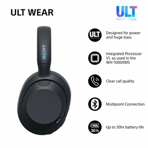 Sony ULT WEAR – juhtmevabad Bluetooth-kõrvaklapid ULT POWER SOUND, sügava bassi, mürasummutuse ja kuni 30 h akuga