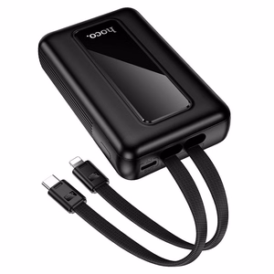 Hoco J162 akupank sisseehitatud USB-C- ja Lightning-kaablitega, 10000 mAh, QC, PD, 22,5 W, must