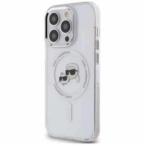 Karl Lagerfeld IML Metal Karl & Choupette Head MagSafe iPhone 14 Pro Ümbris - valge