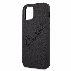 Guess Saffiano Vintage Script ümbris iPhone 12 Pro Max 6.7" jaoks - must