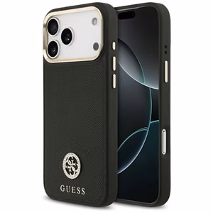 Guess Grained Strass Logo MagSafe ümbris jaoks iPhone 17 Pro Max - must